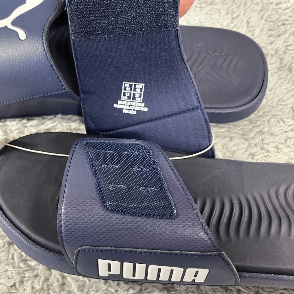 Puma Starcat Tech Men 12 Navy White Adjustable Slide Sandals